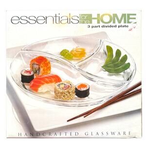 Home Essentials 3 Part Divided Plate Glass New